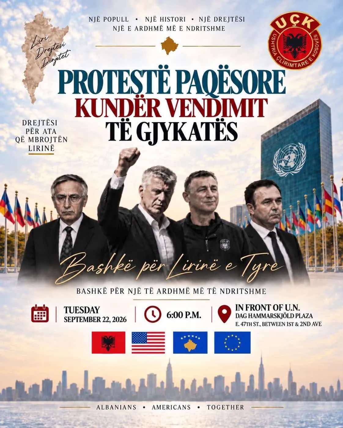 Shqiptaro-amerikanët në New York paralajmërojnë protestë para OKB-së