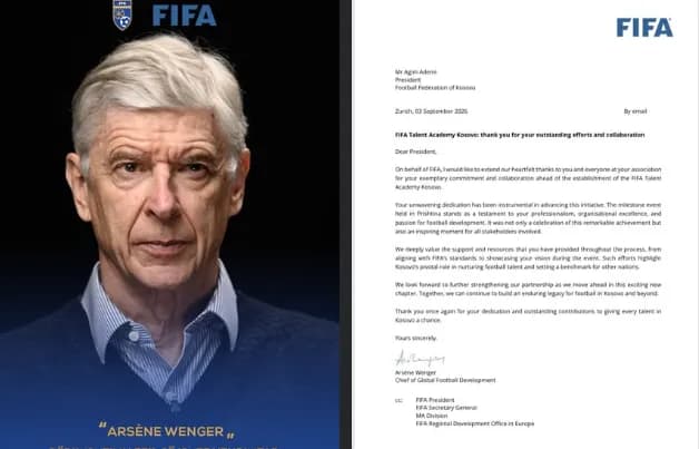 Kosova merr vlerësim të madh nga FIFA, Arsene Wenger falënderon FFK-në