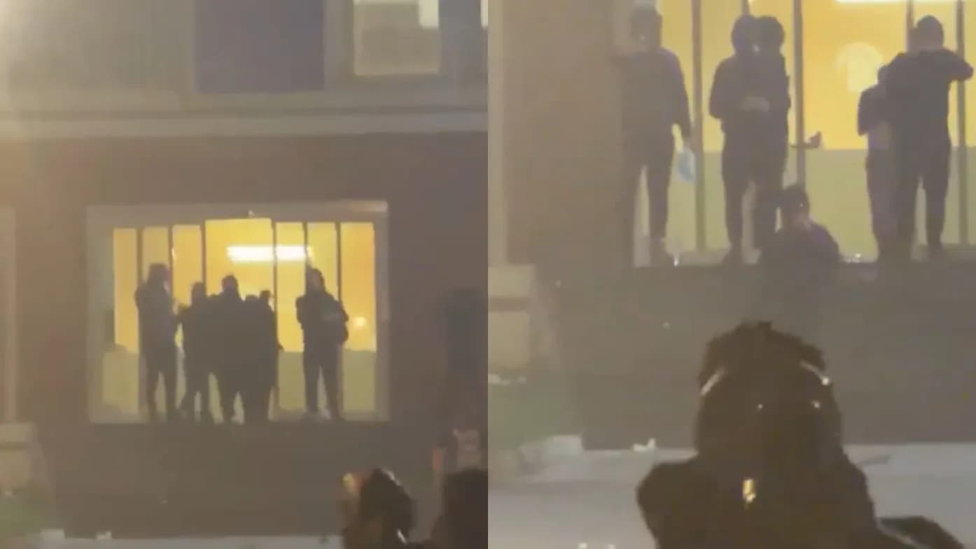 Përplasja në selinë e PD-së, momenti ku policia hedh gaz lotsjellës në oborrin e godinës