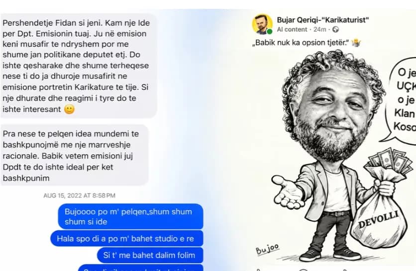 Dikur i lutej për bashkëpunim Fidan Jupollit, sot e sulmon me karikaturë: Moderatori ia kujton mesazhet