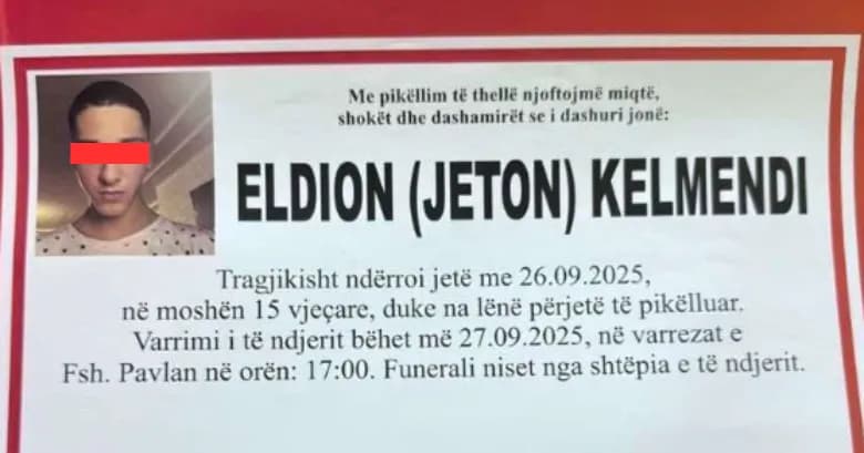 Nesër varroset vëllai i Gjestit, 15-vjeçari që vdiq pas një aksidenti të rëndë në Bllagajë
