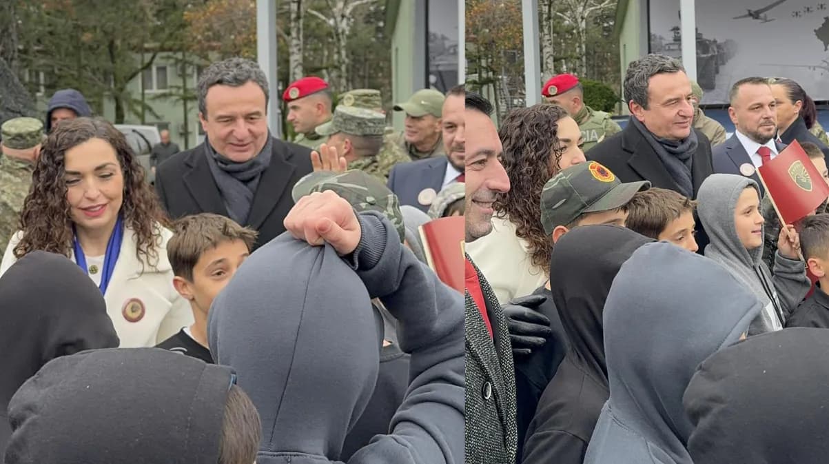 “Albin BABA”, Kurti pritet me brohoritje në Kazermën “Adem Jashari” nga disa fëmijët – e pyesin: A po fitojmë pa balotazh?