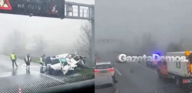 Pamje nga aksidenti me fatalitet në serbi, ku vdiqën dy shqiptarë nga Maqedonia