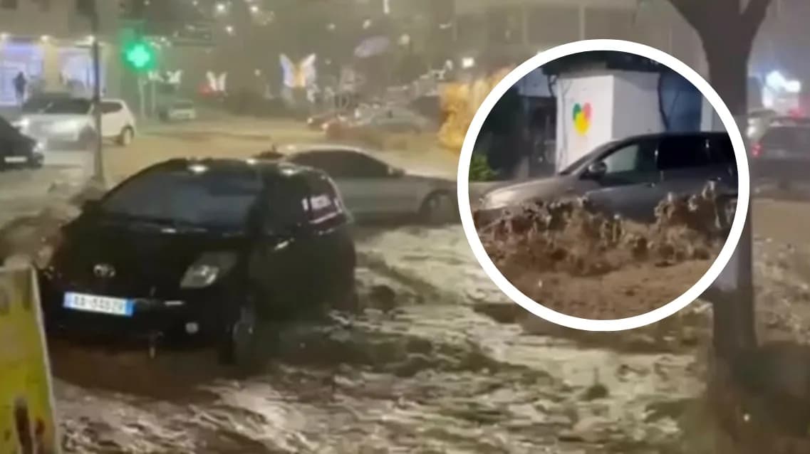 Pamje alarmante nga Gjirokastra: Momenti kur e rrëmben uji i furishëm një veturë