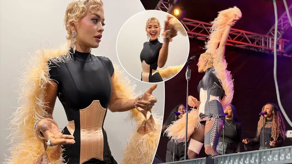 Rita Ora merr vëmendjen me dukjen atraktive me pupla gjatë një koncerti në Irlandë