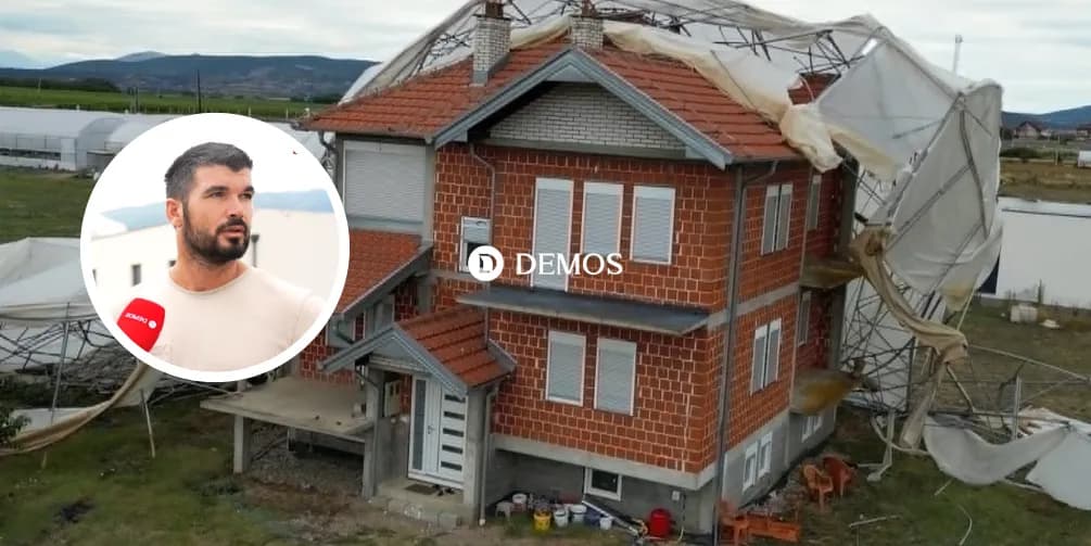Pronari i serrës që përfundoi mbi shtëpi gjatë stuhisë në Suharekë: 27 mijë euro dëm, peshon rreth 10 ton